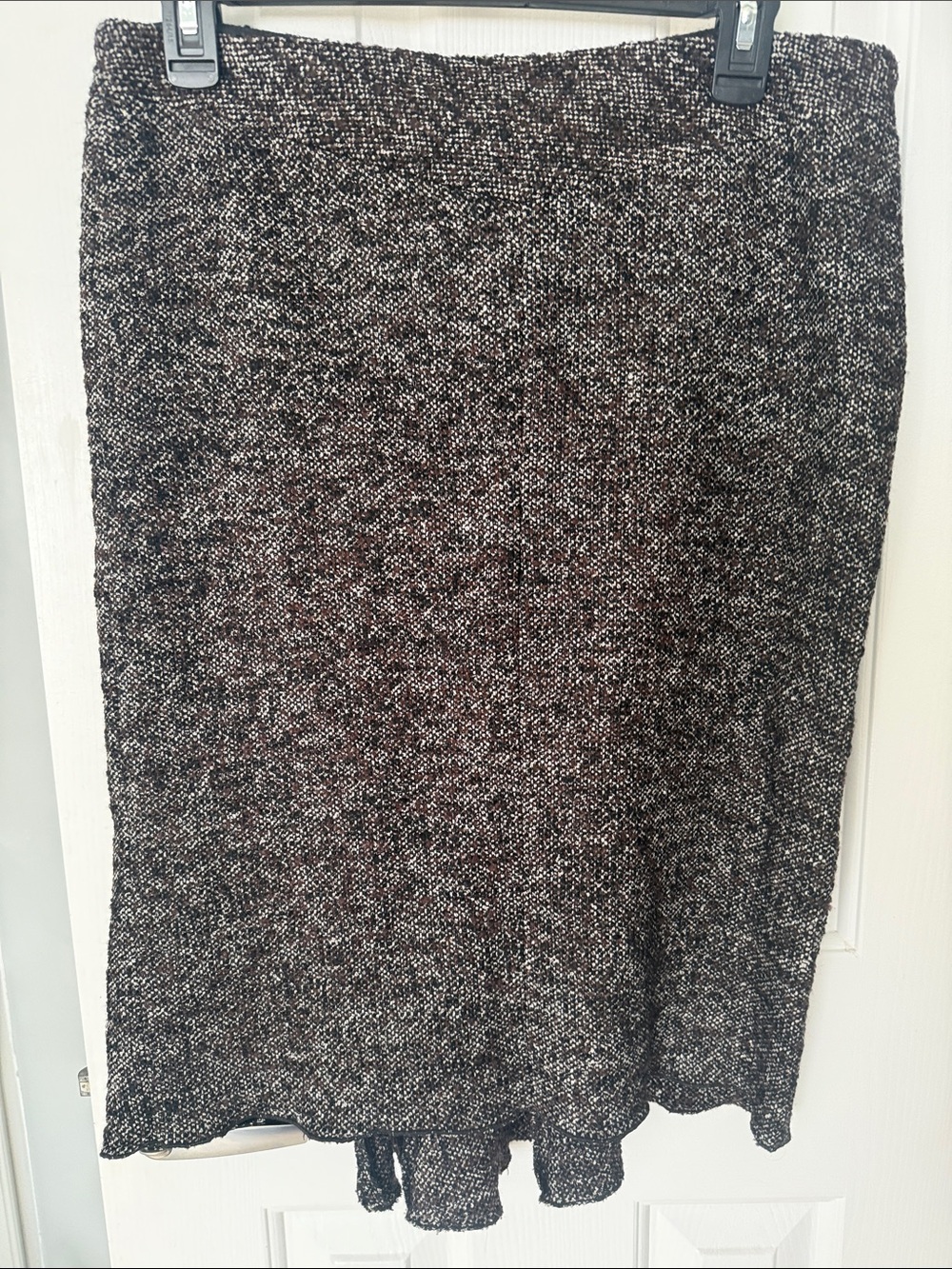 BCBG MaxAzria Brown andWhite Tweed Pencil Skirt